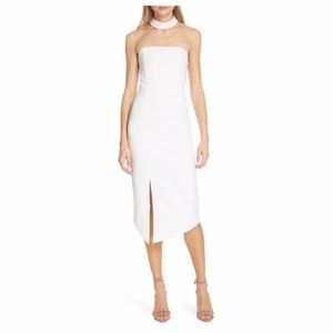 Alice + Olivia White Sia Strapless Choker Dress